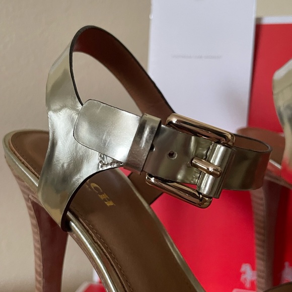 COACH Dani Metallic Platinum Mirror Heels (like new) - Picture 14 of 16